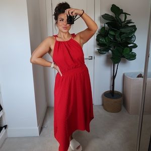 89TH + MADISON RED HALTER TIE STRAP DRESS NWT